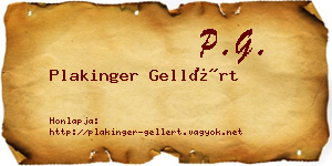 Plakinger Gellért névjegykártya